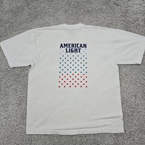 American Giant Mens White Graphic Cotton Shirt Size L American Patriotic Casual